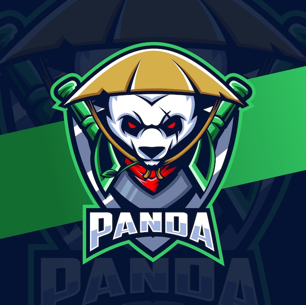 Panda warrior mascot esport logo