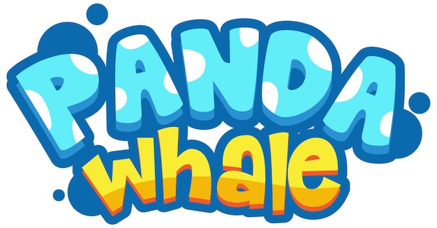 Free vector panda whale font banner in cartoon style isolated