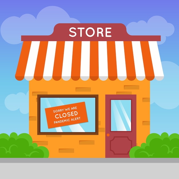 Free vector pandemic concept with closed store