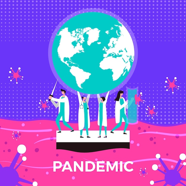 Free vector pandemic concept with medical professionals