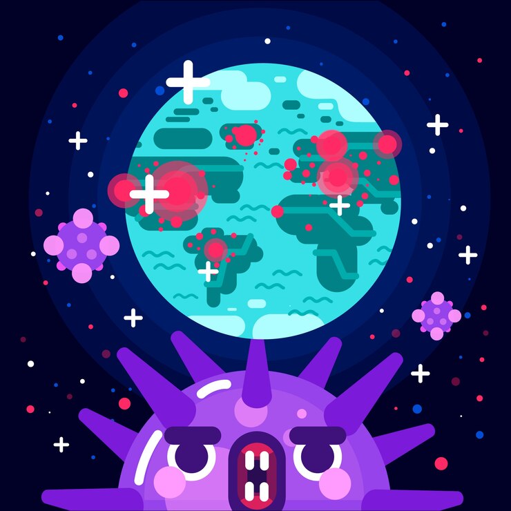 Free Vector pandemic concept with planet