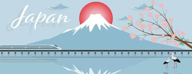 電車のイラストと広告ポスターデザイン 無料のベクター