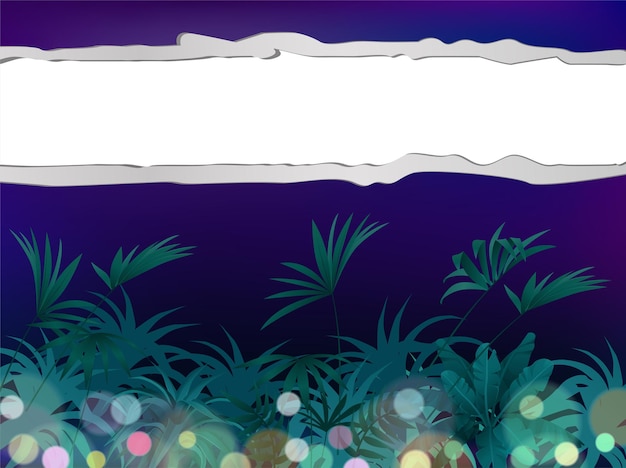 Free vector panorama tropical jungle. night colorful twinkle of light background. vector illustration.