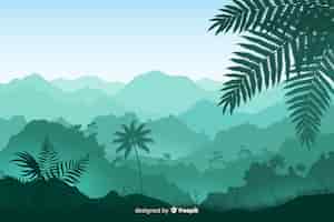 Бесплатное векторное изображение Панорамный вид на листву и тропические лесные деревья