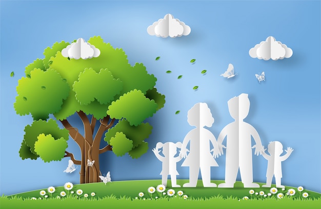Paper art style of world environment day concept.