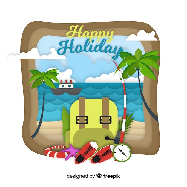 Free Vector paper art travel background
