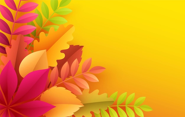 Paper autumn leaves colorful background