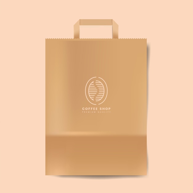 Free vector paper bag mockup isolated vector