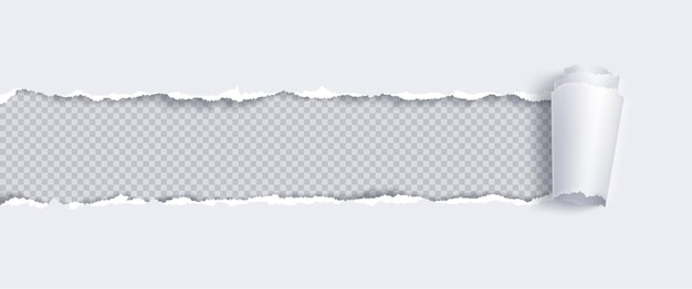 Бесплатное векторное изображение Бумажный баннер с разорванным отверстием и свернутым краем