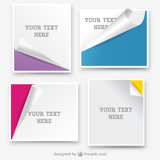 Free vector paper banners curled page design