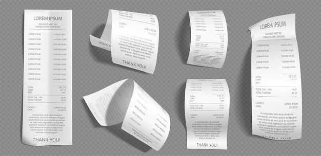 Free vector paper bill receipt from supermarket shop check