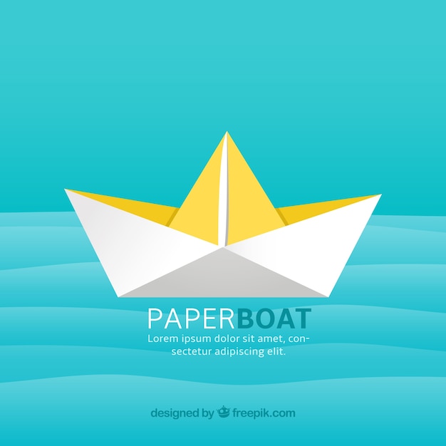 紙のボートの背景に黄色の詳細