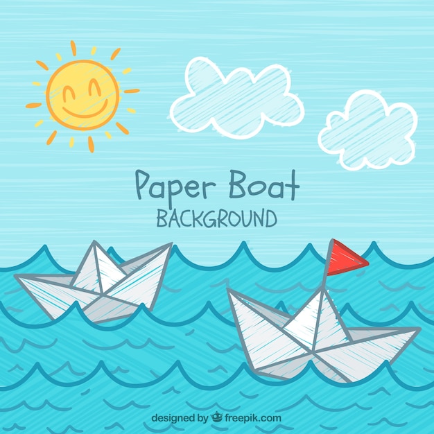Vettore gratuito sfondo della barca di carta