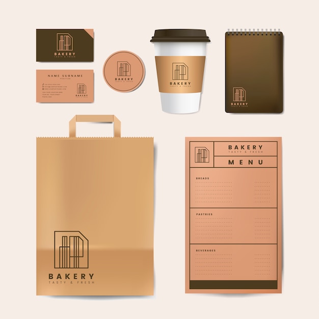 Paper branding mockup vector set