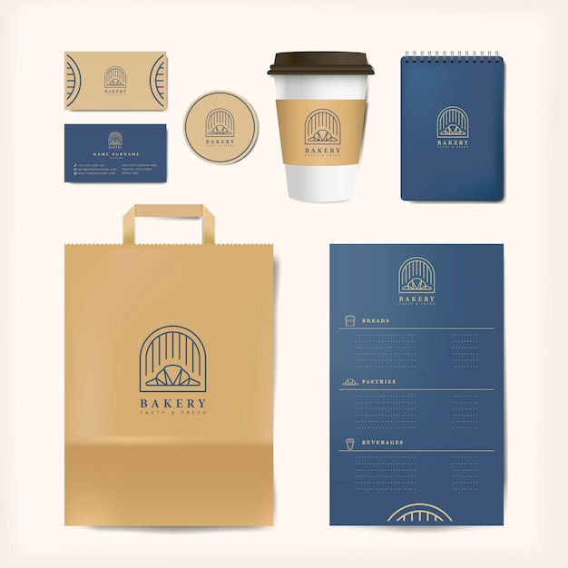 Paper branding mockup vector set