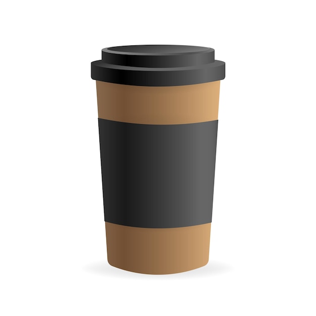 Paper coffee cup in 3d style on white