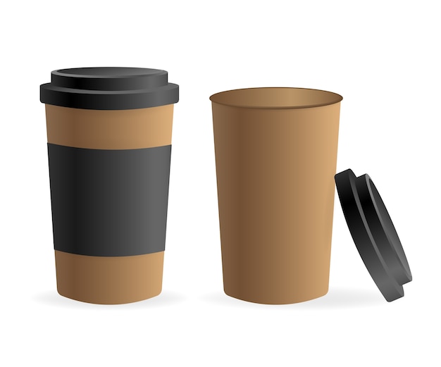 Paper coffee cup in   on white background. blank . , template. coffee drink.