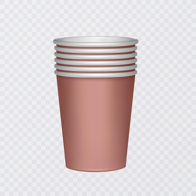 Paper coffee cup with blank labels in 3d illustration over transparent background