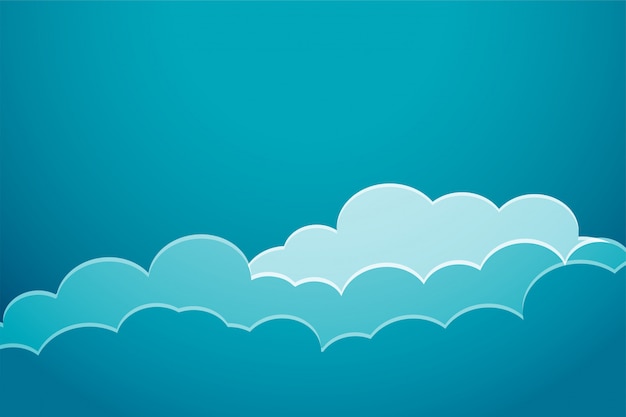 Paper cut style blue clouds background