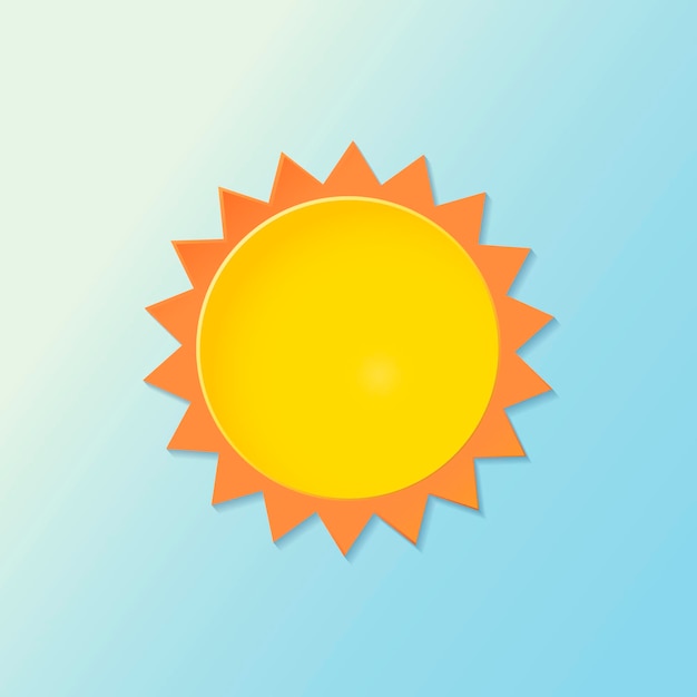 無料ベクター 紙カット太陽要素、グラデーションの青い背景のかわいい天気クリップアートベクトル