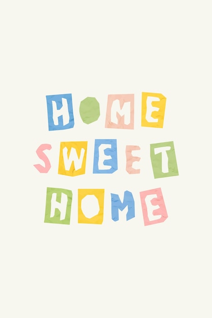 종이 컷 타이포그래피 글꼴 벡터 HOME SWEET HOME 문구