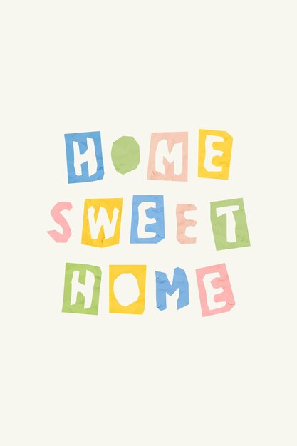 Бумага вырезать типографский вектор шрифта HOME SWEET HOME фраза