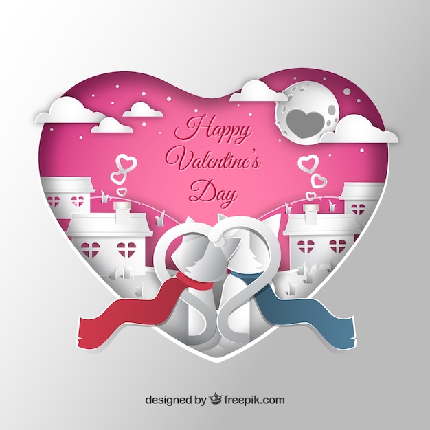 Free vector paper cut valentine's day