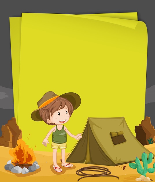 Free vector paper design with boy camping out at night