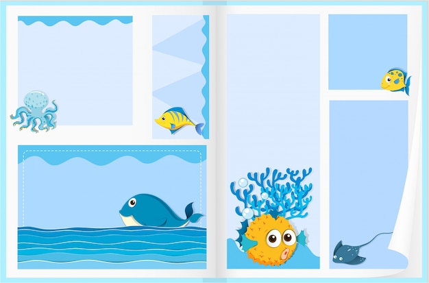 Free vector paper design with sea animals