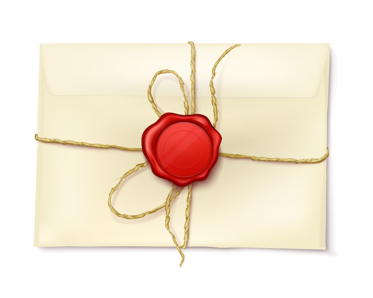 Free Vector paper envelope with red wax seal