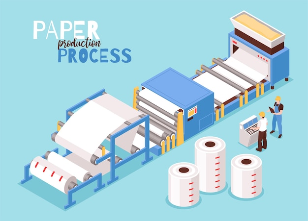 Free vector paper manufacturing isometric illustration