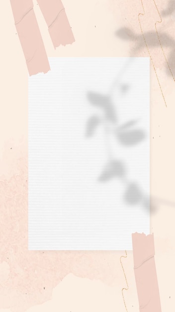 Бесплатное векторное изображение Бумага примечание фон обои вектор на эстетической тени листа
