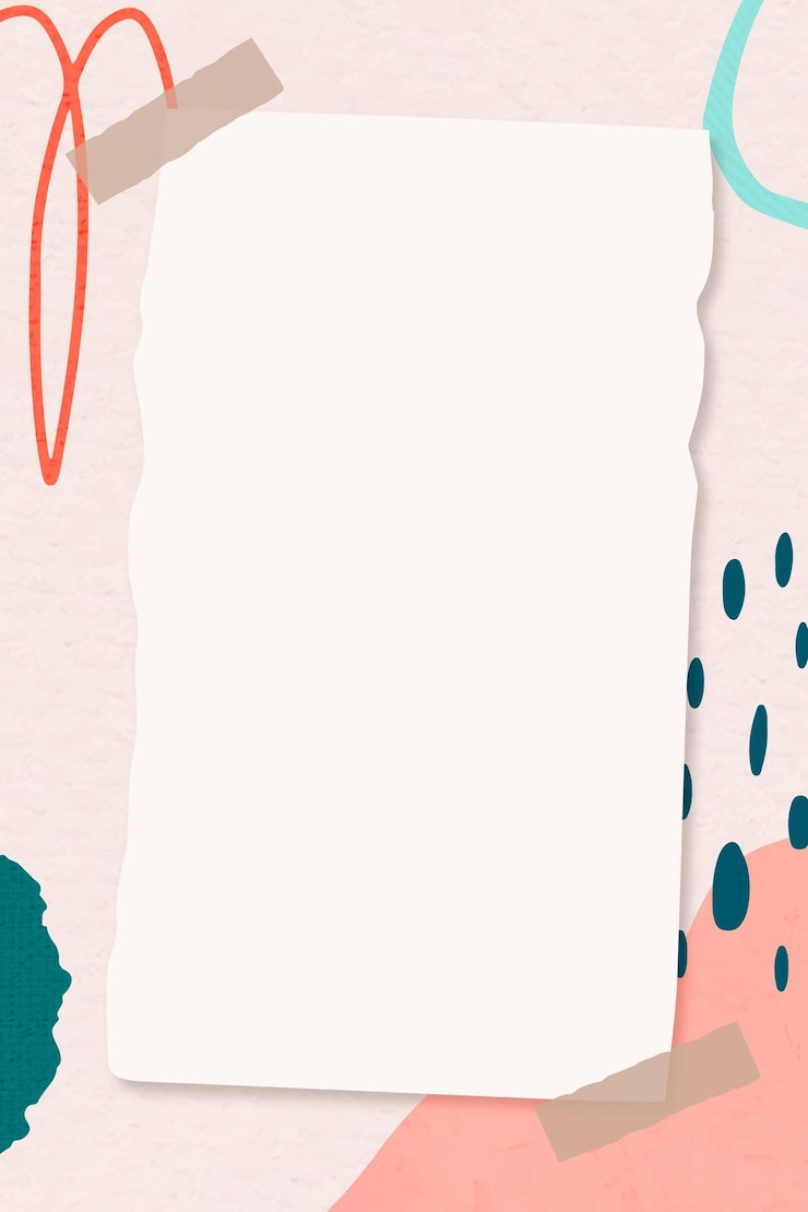 Free Vector paper note on pink colorful abstract memphis background