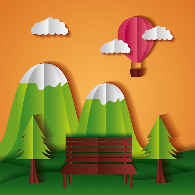 Free vector paper origami landscape