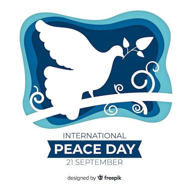 Paper peace day background with dove