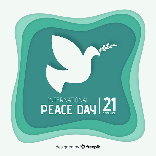 Paper peace day background with dove