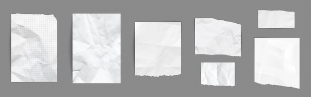 Free vector paper pieces with wrinkles and torn edges