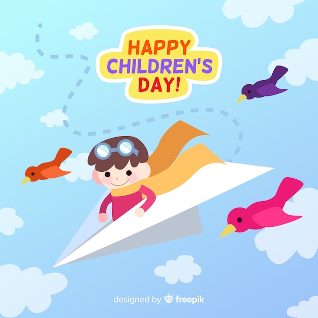 Free vector paper plane children's day background