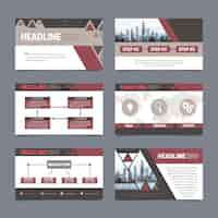 Free vector paper presentation and report design templates set with abstract elements