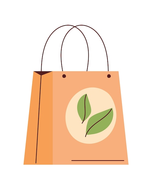 Free vector paper shopping bag ecological sustainability icon isolated