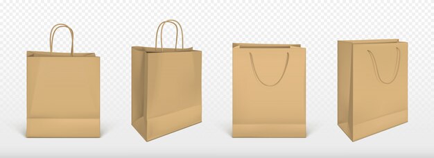 Paper shopping bags, blank packages set