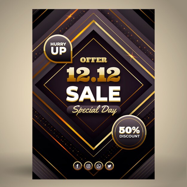 Paper style 12.12 sale vertical poster template