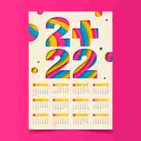 Free vector paper style 2022 calendar template