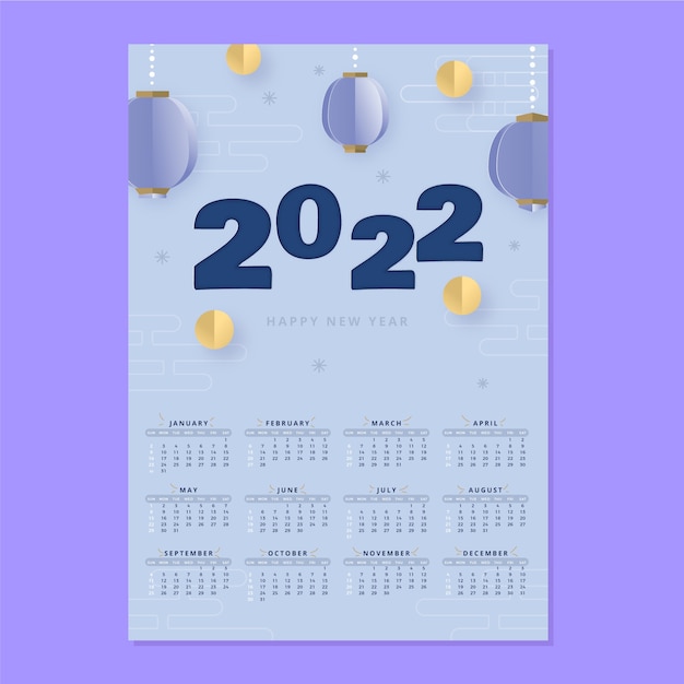 Paper style 2022 calendar template