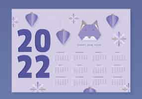 Free vector paper style 2022 calendar template