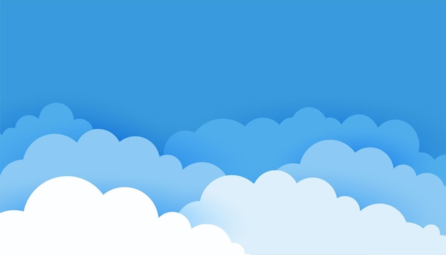 Free vector paper style 3d clouds background on blue sky