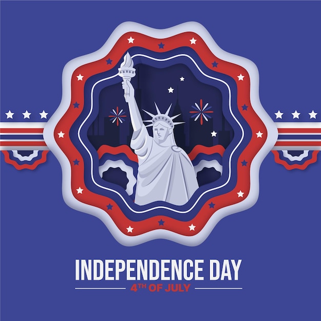 Free Vector paper style 4th of july - independence day illustration