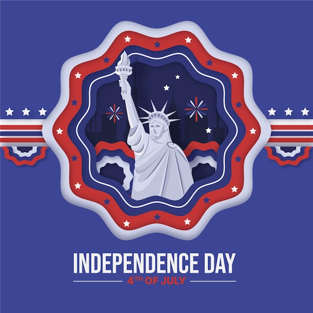 Paper style 4th of july - independence day illustration