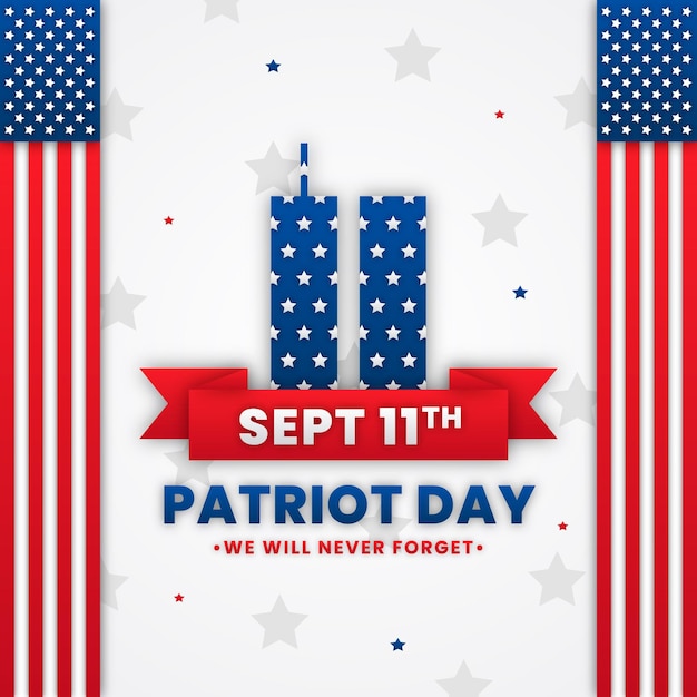 Free vector paper style 9.11 patriot day illustration