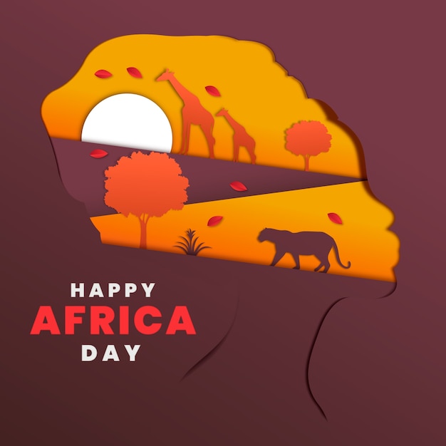 Free vector paper style africa day illustration